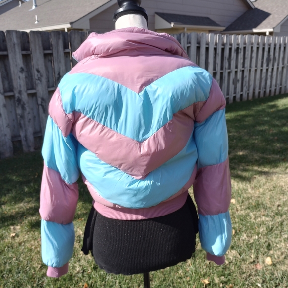 Urban Outfitters Pink & Blue Cotton Candy Puffer Jacket Coat Size XS - Picture 4 of 16